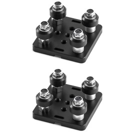 QWORK Small V-Wheel Plate, 2 Pack V-Slot Gantry Rod Plate with Wheel, for 2020 Aluminum Profile, CNC and 3D Printer Parts Black Wheel