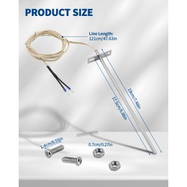 7" RTD Temperature Probe Sensor, 304 Stainless Steel Replacement for Traeger Grill Probe, PT1000 Internal Ambient Probe with 47" Cable, Compatible with Traeger and Z-Grill Pellet Grills