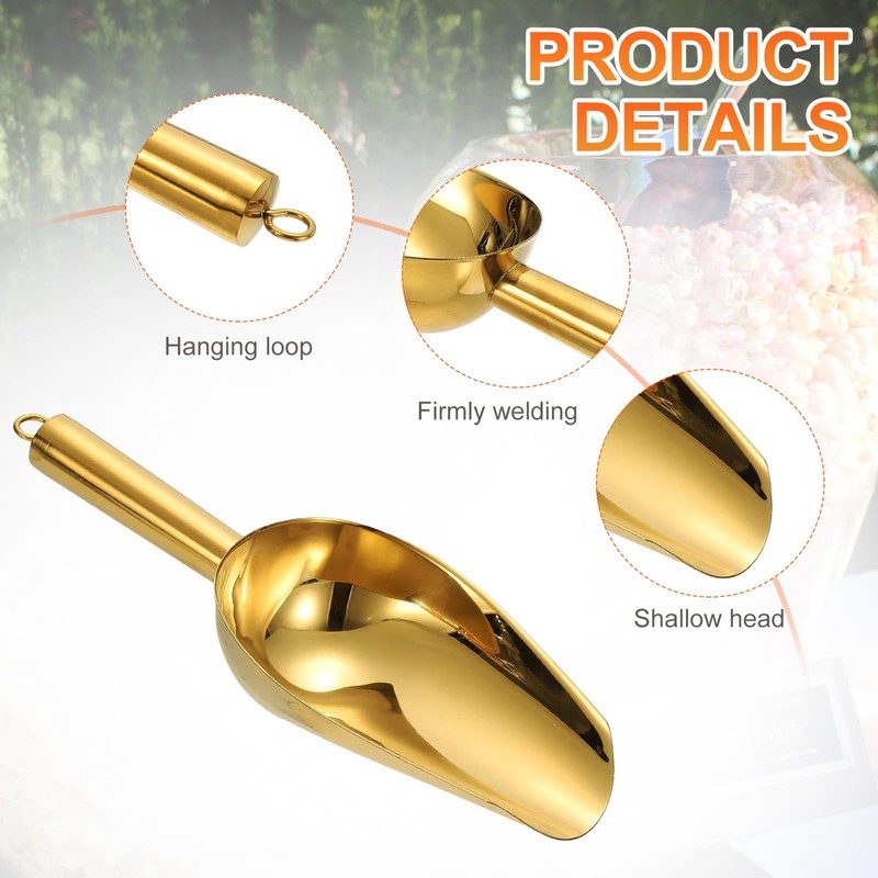 sourcing map Metal Ice Scoop, 9.8" x 3.5"Stainless Steel Ice