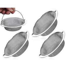 KAPSING Pack of 3 Stainless Steel Drain Strainers, Universal Sink Strainer, Kitchen Sink, Kitchen Sink Strainer, Strainer Basket Sink (11 x 7.5 x 2 cm)