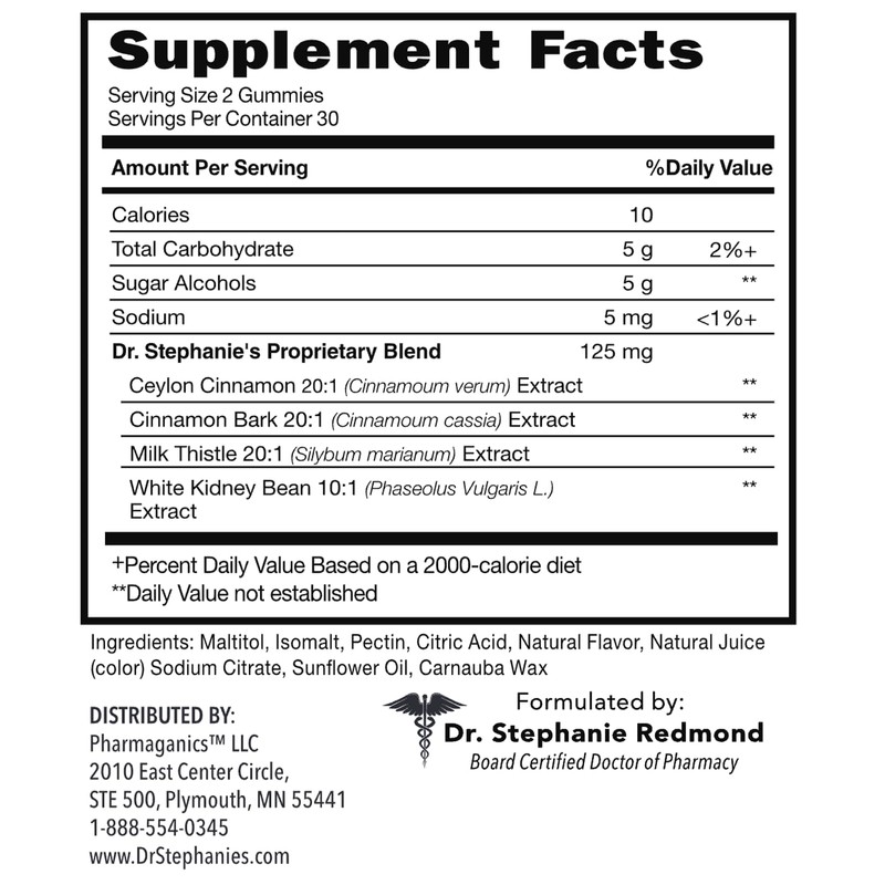 Pharmaganics Dr. Stephanie’s SugarDown Gummies – Ceylon & Cassia Cinnamon