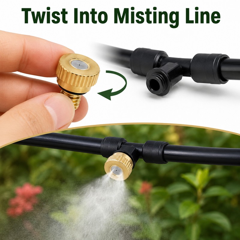 Atomizing Misting Nozzles for Garden Misting - Durable Brass Fine
