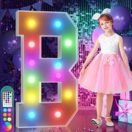 imprsv 4FT Colorful Marquee Letters B, 18 Colors Large Light up Letters Alphabet Sign with Remote, Large Marry Me Sign, Birthday Party Decorations Baby Shower Anniversary Wedding Decoration