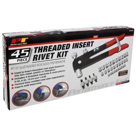 Performance Tool W2006 SAE Rivet Nut Kit Set, Riveter Tool, Rivet Nut Gun, Thread Hand Riveter, Rivet Gun, Riveting Tools with 45pc, Metric Rivet Nuts Included -/32, 8-32, 10-24, 1/4-20