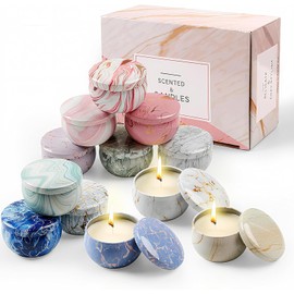 Juego de 12 Piezas de Velas Aromaticas Relajantes,Velas Perfumadas Velas de Cera de Soya 100% Natural,Velas de Aromaterapia para Yoga,Baño,Madre, Navidad,Día de San Valentín