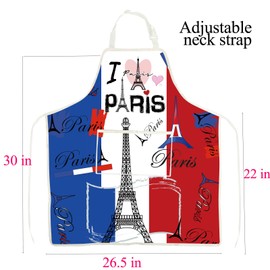 BNQL Paris Apron - Unisex Adults - Brown, Multicolor - One Size Fits All - Apron with Pockets - Paris Lover Gift - Kitchen/Cooking