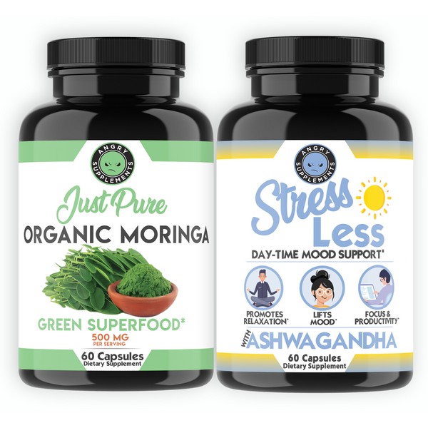 Moringa Oleifera + Stress Less Ashwagandha Health Mood Balance Stress Relief 2PK
