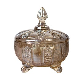 Sizikato Relief Crystal Glass Candy Dish with Lid, Wedding Decor Candy Buffet Jar Food Jar.