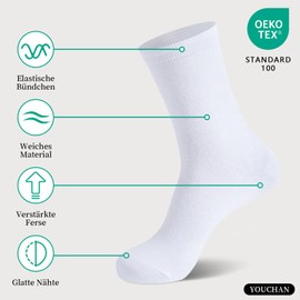 YOUCHAN 10 Pairs of Business Socks for Men and Women without Seam Breathable Cotton Men's Socks, 10 pairs of white, 43 - 46