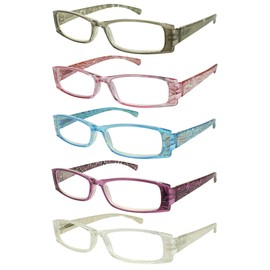 EDGEIWEAR Retro Rectangular readers Spring Hinge Faux Mother of Pearl Design for Women 540539S-+3.25-1 (Blue)