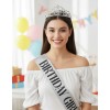 Feliz Cumpleaños Corona Y Faja Para Mujer Diademas Fiesta Plata