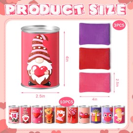 Libima 13 Pcs Festival Game Carnival Party Bean Bag Toss Sturdy Knockdown Outdoor Can Party Game with 10 Tin Cans and 3 Bean Bags for Outdoor and Indoor(Pink,Valentines)