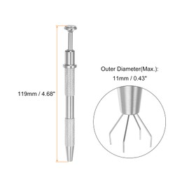 sourcing map 4-Claw Pick up Tool Piercing Ball Grabber Stainless Steel Jeweler's Pick Up Tool 4 Prongs Grabber for IC Chip Electronic Components Parts Nails Clamping, Silver