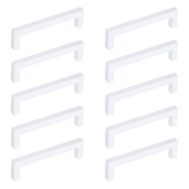 T Tulead Cabinet Pulls Aluminum Alloy Drawer Pulls Flat Handles for Doors, Cupboard, Drawers, 10 Pcs, Subwhite, with Screws