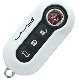 Nordecco Fiat 500 Key Cover Suitable for Fiat 500 500C 500L Abarth Grande Punto Brava Fiat Panda Stilo Linea 3 Button Key Flip (White)