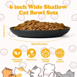 HMDZMR Cat Bowls 8 Pack Cat Food Bowl 6 Inch Whisker Fatigue Pet Dish for Indoor Cats Shallow Pet Food Bowls for Kitten Small Dogs