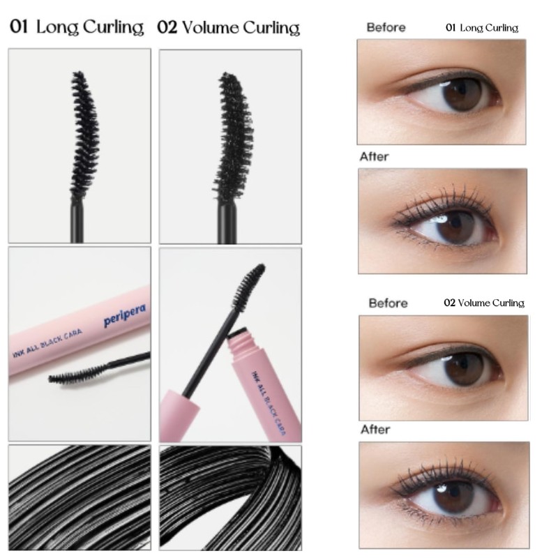 PERIPERA Ink All Black Cara 7g, Type:02 Volume Curling