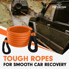 1" x 20ft Kinetic Recovery Rope (48,600lbs) Heavy-Duty Nylon Towing Rope - 35% Elasticity Offroad Recovery Kit for ATV, UTV, Truck, Jeep, Car, and Tractor - Durable and Reliable