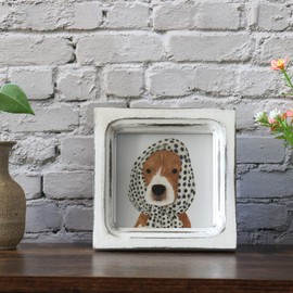 Rusnugic Picture Frames 4x4 Set of 2 Handmade Rustic Wood Frames with Hard Glass - 2 Pack Small Mini Cute Picture frames for Tabletop Display and Wall Mounting Vintage Farmhouse Home Decor (Distressed White, 4x4)