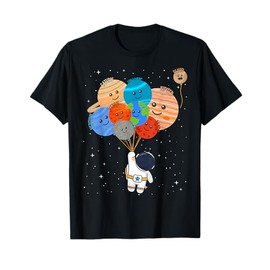 Funny Solar System Astronaut Holding Planet Balloons Pluto T-Shirt
