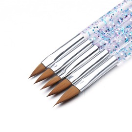 5 Pcs Nail Art Brushes, Nail Art Painting Pen Brushes with Crystal Handle, DIY Nail Art Designs for Home and Salon Use