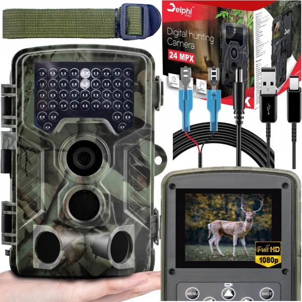 Delphi Wildkamera unsichtbaren IR-LEDs 940 nm, 24MPX, 120° Weitwinkel, Full