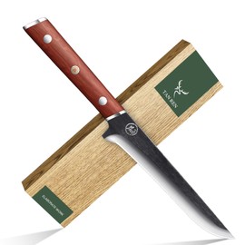TAN REN 6 Inch Boning Knife for Meat Cutting, High Carbon Steel Deboning Knife for Butchering, Full Tang Fillet Knife with Wood Handle, Processing Knife for Meat Trimming