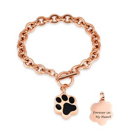 Minicremation Dog Paw Print Cremation Jewellery for Ashes Memorial Urn Bangle for Pet Stainless Steel Urn Bracelet Ash Holder, Stainless Steel, No Gemstone