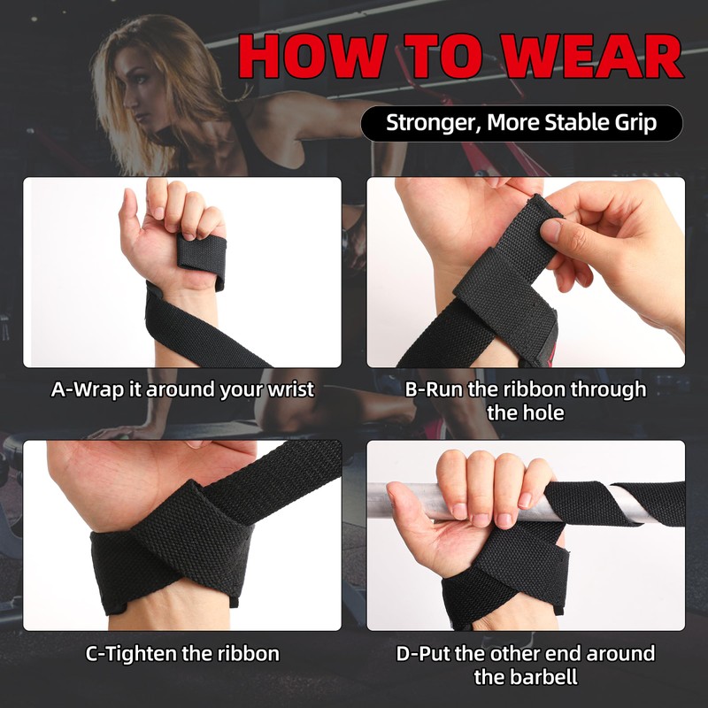 LOCONHA 2 Pair Lifting Straps for Weightlifting, Bodybuilding, Strength Training