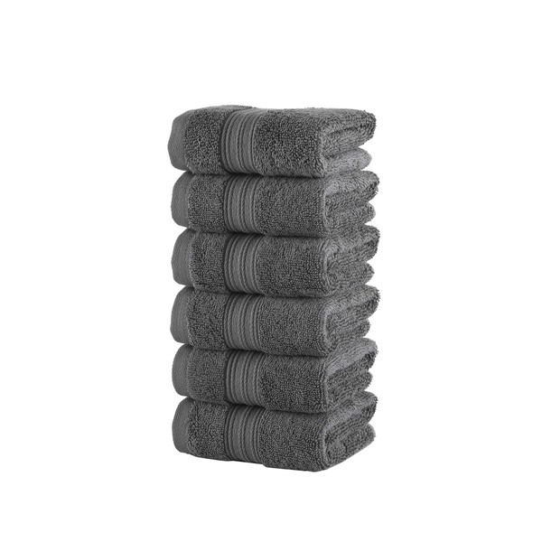 Peshkul Premium Luxury Collection Turkish Washcloth Set of 6 100% Cotton 13x13 | Washcloth Set for Bathrooms | Super Absorbent | Eco-Friendly Hotel and Spa Quality | (Mineral Gray)