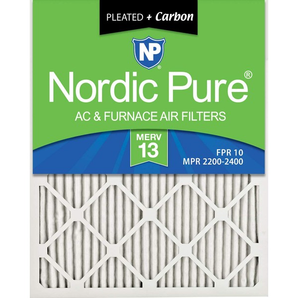 Nordic Pure 16x20x1 MERV 13 Pleated Plus Carbon AC Furnace Air Filters 6 Pack