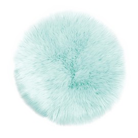 Teppich Wölkchen Faux Sheepskin, Lambskin, Imitation Fur Round, Round Fur Rug, Fur Seat Cushion, Chair Cushion, Fur for Chairs, Faux Fur Chair Cushion – Turquoise Blue, 45 cm Round