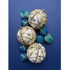 Lalit 10cm Beige Bauble with Gold Embroidery & Teal Accents