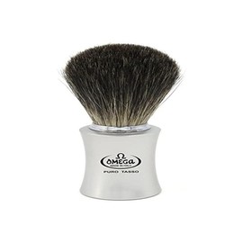 Omega Black Badger Shaving Brush with ABS Plastic Handle Satin Chrome