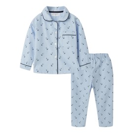 Mud Kinggdom Toddler Boys Pajamas Button Down Kids Clothes Sleepwear Sets Anchor Blue 7-8 Years