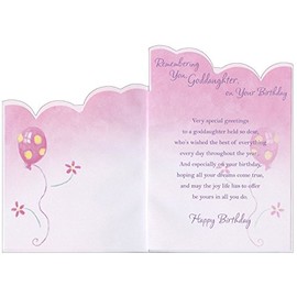 Designer Greetings Pink, Yellow and Purple Balloons Die Cut: Goddaughter Birthday Card