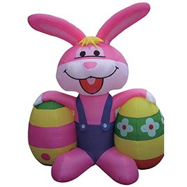6' Air Blown Inflatable Easter Bunny with 2 Easter Eggs Yard Decoration