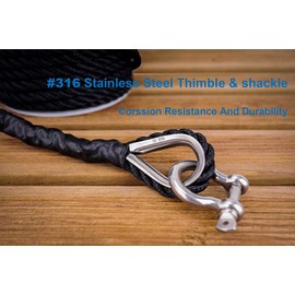 Marine System Made Nylon 3 Strand Anchor/Rigging Line Anchor Rope 3/8 Inch 100FT 150FT Black (3/8" x 100')