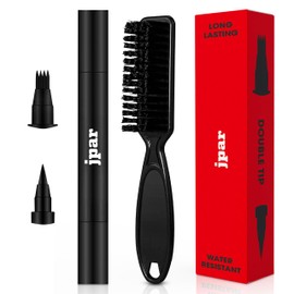 Black Beard Pencil Filler for Men - Waterproof Beard Pen Kit with Brush - Dual Tip Beard Filling Pen for Patches, Hairline & Mustache - Natural Look, Long Lasting, Easy to Use Beard Grooming Tool