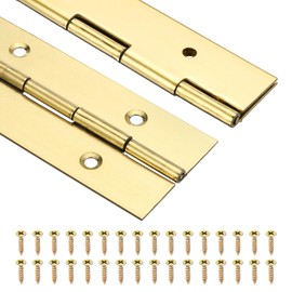 uxcell 2 Pack Piano Hinge, 18" Stainless Steel Continuous & Piano Hinges 2" Open Width 0.06'' Thick Heavy Duty Piano Hinges with Screws for Piano, Cabinets, Doors, Gold