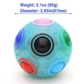 TANCH Glow in Dark Magic Rainbow Puzzle Ball Luminous Stress Reliever Ball Cube Brain Teaser Games Football Fidget Cube Toys for Kids Adults