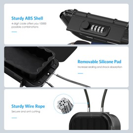 Brifit Portable Key Safe, Mini Safe with 4 Digit Number Code, Security Box, Anti-Theft, Waterproof, Security Box with 6.3 mm Thick Removable Wire Rope