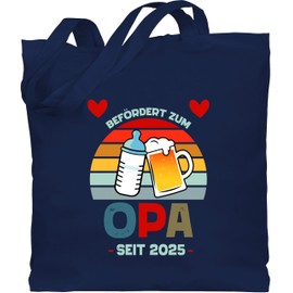 Shirtracer - Grandpa Gifts – Brourted to Grandpa – Vintage since 2022 – Cotton Jute Bag Long Handle, 1 Navy Blue, Einheitsgröße