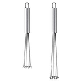 Ntcpefy 2 Pieces Stainless Steel Ball Whisk Wire Egg Whisk Set Suitable for Kitchen Cooking, Stirring, Whisk and Beat