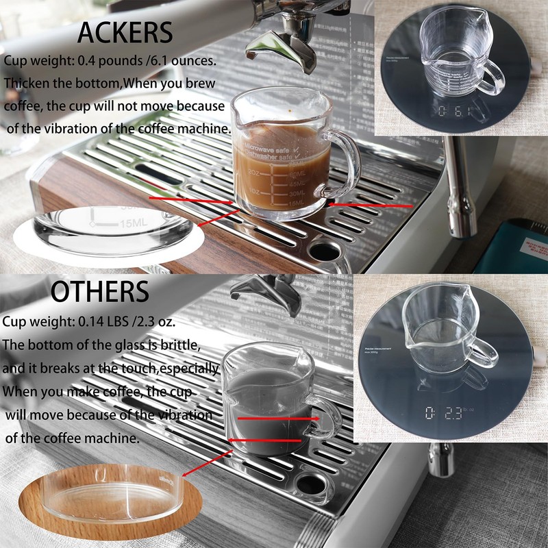 Ackers Etched Scale Espresso cup with Handle, Thickened Bottom and