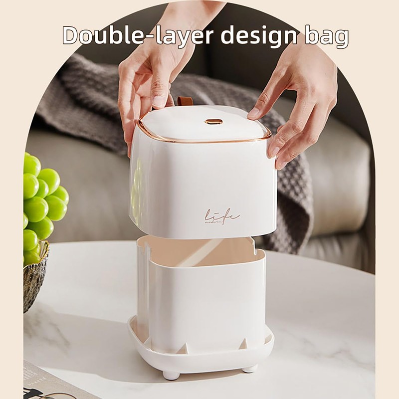 AIMALL Fashion Desktop Trash Can, Compact Self-Design Light Luxury Trash