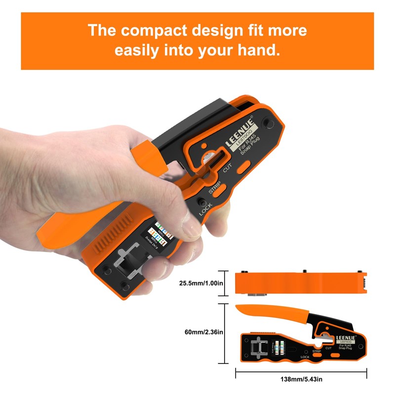 LEENUE RJ45 Crimp Tool, RJ45 Pass Through Crimping Tool for