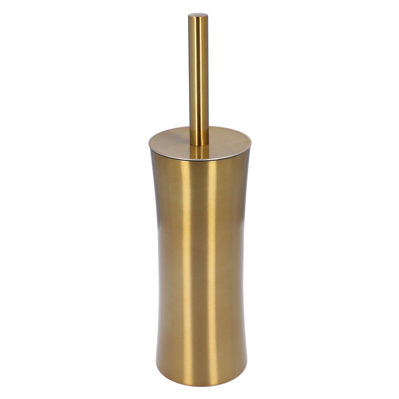 Toilet Brush Set Stainless Steel Gloden Space Saving Soft Durable