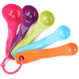 Small Spoon, Colourful Plastic Measuring Spoon, 5 Pieces Colourful Plastic Measuring Spoon Set for Kitchen Baking