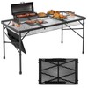Folding Gril Table, 4x2 FT Camping Table with Mesh Desktop,Height